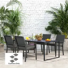 Outsunny 4-Piece Seat Cushions Pillow Replacement, Patio Chair Cushions Set with Ties for Indoor Outdoor, Charcoal Grey - 2