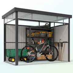 Outsunny 5.3 x 8.5ft Galvanised Steel Garden Shed, Metal Shed with Roof Windows, Leakage Holes and Lockable Wide Door for Outdoor Patio Tool Storage - 9