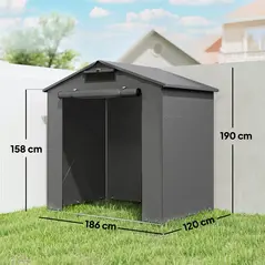 Outsunny 6 x 4 ft Outdoor Garden Storage Shed, Waterproof Bike Tent with Vent and Roll-Up Zipper Door - 3