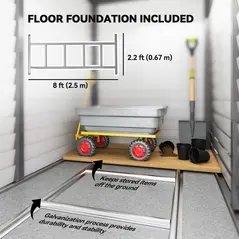 Outsunny 5 x 9ft Galvanised Metal Garden Shed with Foundation Kit, Outdoor Lean-to Shed, Tool Storage House with Lockable Doors, Gloves and 2 Air Vents for Patio, Garden, Grey - 5