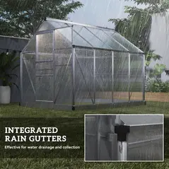 Outsunny 6 x 8ft Walk-In Greenhouse, with Sliding Door - Clear - 7