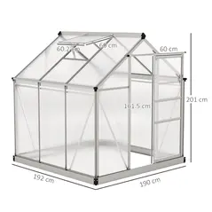 Outsunny 6 x 6ft Polycarbonate Greenhouse - Clear - 3