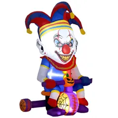 Outsunny 4ft Halloween Inflatable Clown on Bicycle, Blow Up Outdoor Halloween Decoration with 3 Built-in LED Lights for Garden, Party Indoor Outdoor - 1