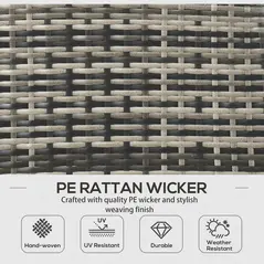 Outsunny 5 Seater Rattan Garden Furniture Set, 2 Armchairs, 3-Seater Wicker Sofa, 2 Footstools and Glass Table, 6 Piece Patio Rattan furniture Sofa Sets with Cushions for Conservatory, Mixed Grey - 5