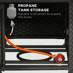 Outsunny 5-Piece Rattan Patio Furniture Set with Gas Fire Pit Table, Loveseat Sofa, Armchairs, Cushions, Pillows, Dark Brown - 5