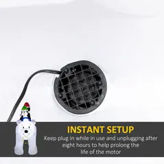 Outsunny 6.4ft Inflatable Polar Bear and Penguin Christmas Inflatable - 6