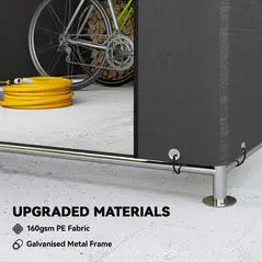 Outsunny 6.6 x 7.8ft Outdoor Garden Storage Shed, Waterproof Bike Tent with Roll-up Zipper Door, Galvanised Metal Frame, Portable Shed Shelter Carport for Motorcycle Garden Tools, Dark Grey - 4