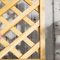 Outsunny 52L Wooden Planter, with Trellis and Shelves - Natural Finish - 9