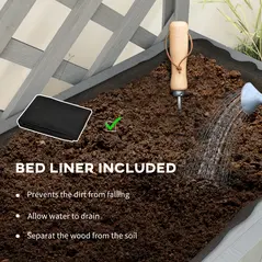 Outsunny 52L Wooden Planter, with Trellis and Shelves - Grey - 6