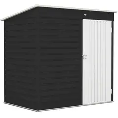 Outsunny 6 x 4ft Metal Garden Storage Shed, Outdoor Tool Storage Shed with Lockable Door and Gloves for Garden, Patio, Dark Grey - 1