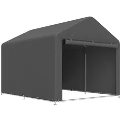 Outsunny 6.6 x 7.8ft Outdoor Garden Storage Shed, Waterproof Bike Tent with Roll-up Zipper Door, Galvanised Metal Frame, Portable Shed Shelter Carport for Motorcycle Garden Tools, Dark Grey - 1