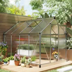 Outsunny 6 x 8ft Walk-In Greenhouse, with Sliding Door - Clear - 2