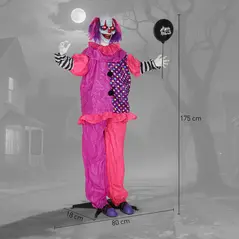 Outsunny 5′7″ Scary Animated Clown Decoration - Pink/Purple - 3