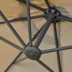 Outsunny 4.6M Sun Umbrella Canopy Double-sided Crank Sun Shade w/ Cross Base Khaki - 7