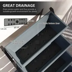 Outsunny 5-Tier Raised Garden Bed, Vertical Ladder Plant Stand with 5 Removable Boxes, Drainage Holes and Plugs, Indoor Outdoor Elevated Flower Herb Growing Box for Garden Patio Balcony, Grey - 6