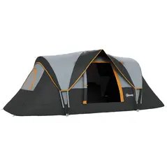 Outsunny 5-6 Man Dome Camping Tent - Light Grey and Black - 1
