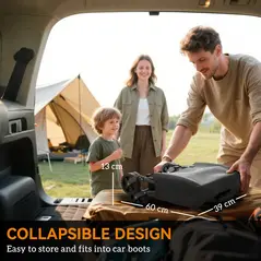 Outsunny 41L Festival Trolley on Wheels, Compact Garden Folding Trolley Cart, 60kg Heavy Duty Collapsible Foldable Wagon with Adjustable Handle and Carrying Bag for Beach, Camping, Festival, Grey - 6