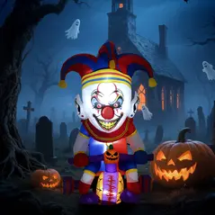 Outsunny 4ft Halloween Inflatable Clown on Bicycle, Blow Up Outdoor Halloween Decoration with 3 Built-in LED Lights for Garden, Party Indoor Outdoor - 2