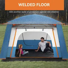 Outsunny 4-6 Man Camping Tent, Double Layer Tunnel Tent with Porch, Living Area and 2 Bedrooms, Sewn in Groundsheet, 3000mm Waterproof and UPF 30+, Portable with Bag, Blue - 6