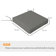 Outsunny 4-Piece Seat Cushions Pillow Replacement, Patio Chair Cushions Set with Ties for Indoor Outdoor, Charcoal Grey - 3