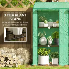 Outsunny 46 x 143cm Three-Shelf Mini Greenhouse - Green - 5