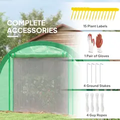 Outsunny 6 x 3(m) Polytunnel Greenhouse with Upgraded Structure, Mesh Door and Windows, 15 Plant Labels, Green - 8