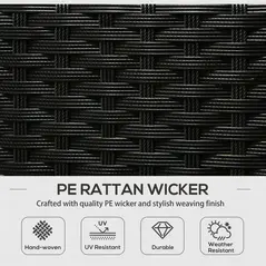 Outsunny 5 Seater Rattan Garden Furniture Set, 6 Piece Garden Sofa Set, Armchairs, 3-Seater Sofa, Footstools, Glass Dining Table, Cushions, Wicker Outdoor Furniture for Conservatory Patio, Cream - 4