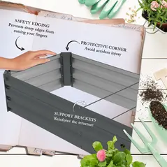 Outsunny 60 x 240cm Galvanised Steel Planter, with Open Bottom - 6