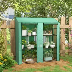 Outsunny 46 x 143cm Three-Shelf Mini Greenhouse - Green - 2