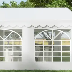Outsunny 4m x 4m Marquee Party Tent, Heavy Duty Wedding Canopy with Sidewalls, Doors, Windows, Galvanised Garden Gazebo for Parties Events, White - 7