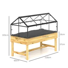 Outsunny 60 x 120cm Raised Garden Bed with Wooden Base - Natural - 3