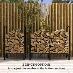Outsunny 4FT Firewood Rack with Canvas Carrier Bag and 600D Oxford Waterproof Cover, Metal Log Store Indoors, Log Storage Rack Holder for Outdoor Indoor Fireplace, Black - 8