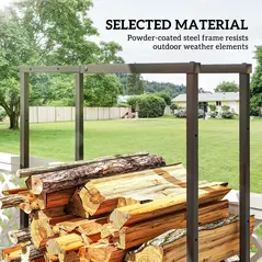 Outsunny 40-65/100-150cm Adjustable Metal Firewood Log Holder - 5