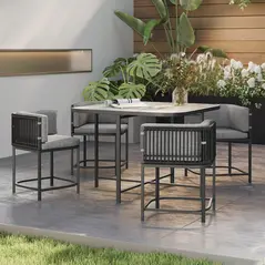 Outsunny 4-Seater Rattan Cube Garden Furniture Set with Cushions - Charcoal Grey - 9