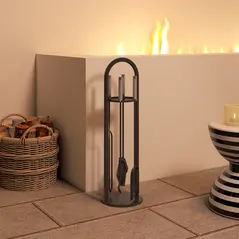 Outsunny 5 Pieces Fireplace Tools Set, Metal Fireplace Accessories Fireside Companion Set with Broom, Shovel, Poker and Bucket, Silver - 8