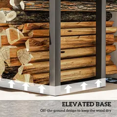 Outsunny 40-65/100-150cm Adjustable Metal Firewood Log Holder - 7