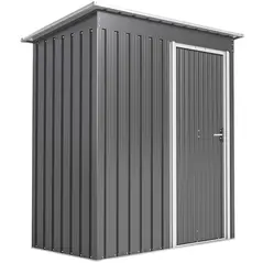Outsunny 5 x 3ft Garden Storage Shed with Sliding Door and Sloped Roof Outdoor Equipment Tool, Light Grey - 1