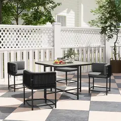 Outsunny 4-Seater Rattan Cube Garden Furniture Set with Cushions - Charcoal Grey - 2