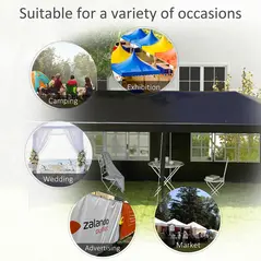 Outsunny 6 x 3 m Party Tent Gazebo Marquee Outdoor Patio Canopy Shelter with Windows and Side Panels Black - 7