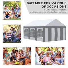 Outsunny 6 x 4m Galvanised Party Tent, Marquee Gazebo with Sides, Six Windows and Double Doors, for Parties, Wedding and Events - 4