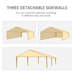 Outsunny 6 x 3 m Party Tent Gazebo Marquee Outdoor Patio Canopy Shelter with Windows and Side Panels Black - 6