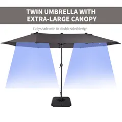 Outsunny 4.6m Garden Parasol Double-Sided Sun Umbrella Patio Market Shelter Canopy Shade with Weight Base, Grey - 4