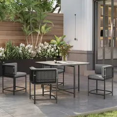 Outsunny 4-Seater Rattan Cube Garden Furniture Set with Cushions - Charcoal Grey - 8
