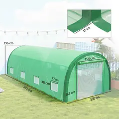 Outsunny 6 x 3(m) Polytunnel Greenhouse with Upgraded Structure, Mesh Door and Windows, 15 Plant Labels, Green - 3