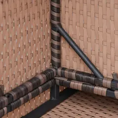 Outsunny 6 Pieces Rattan Garden Furniture Set, 7 Seater Wicker Outdoor Furniture Set with Storage Tea Table & Side Table, Sectional Garden Sofa Set with Cushions, Orange - 7