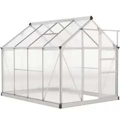 Outsunny 6 x 8ft Walk-In Greenhouse, with Sliding Door - Clear - 1