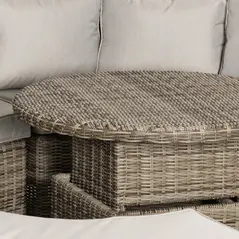 Outsunny 5 Pieces Outdoor PE Rattan Round Garden Daybed with Cushions, Aluminium Patio Furniture Set Lounge Chair Conversation Sofa Set with Liftable Coffee Table and Protect Cover, Grey - 9