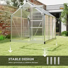 Outsunny 6 x 6ft Polycarbonate Greenhouse - Clear - 6