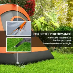 Outsunny 5-6 Man Dome Camping Tent - Orange - 7