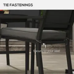 Outsunny 4-Piece Seat Cushions Pillow Replacement, Patio Chair Cushions Set with Ties for Indoor Outdoor, Charcoal Grey - 5